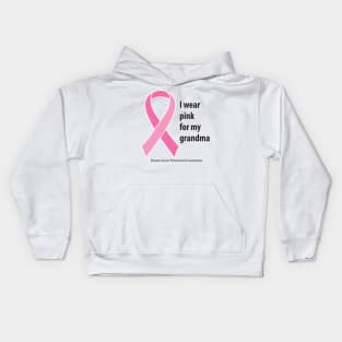 Breast cancer ribbon for grandma, with black type Kids Hoodie
